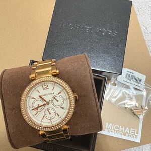 Michael Kors Rose Gold Watch with Crystal Bezel